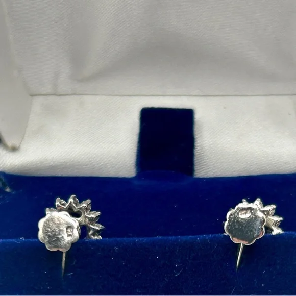 Vintage 925 Sterling Amethyst Gemstone and Cubic Zirconia Oval Screw On Earrings - Picture 4 of 7